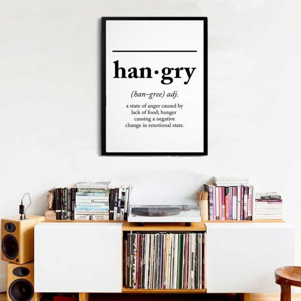 Skandinavische Buchstaben zur Definition von „Hungry“ – Leinwandbild
