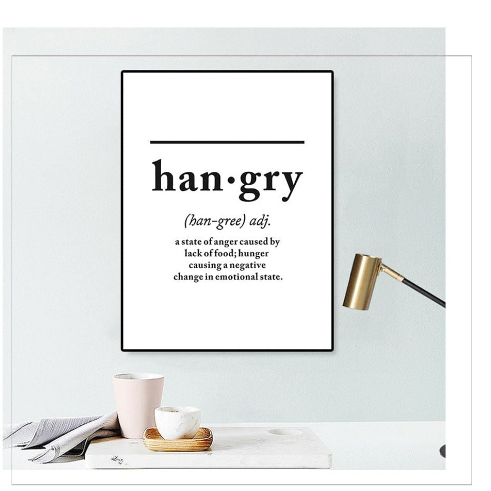 Skandinavische Buchstaben zur Definition von „Hungry“ – Leinwandbild