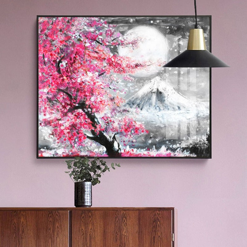 Mount Fuji Kirschblüte Landschaft Japan - Leinwand Wandkunst Gemälde