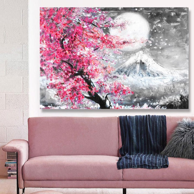Mount Fuji Kirschblüte Landschaft Japan - Leinwand Wandkunst Gemälde