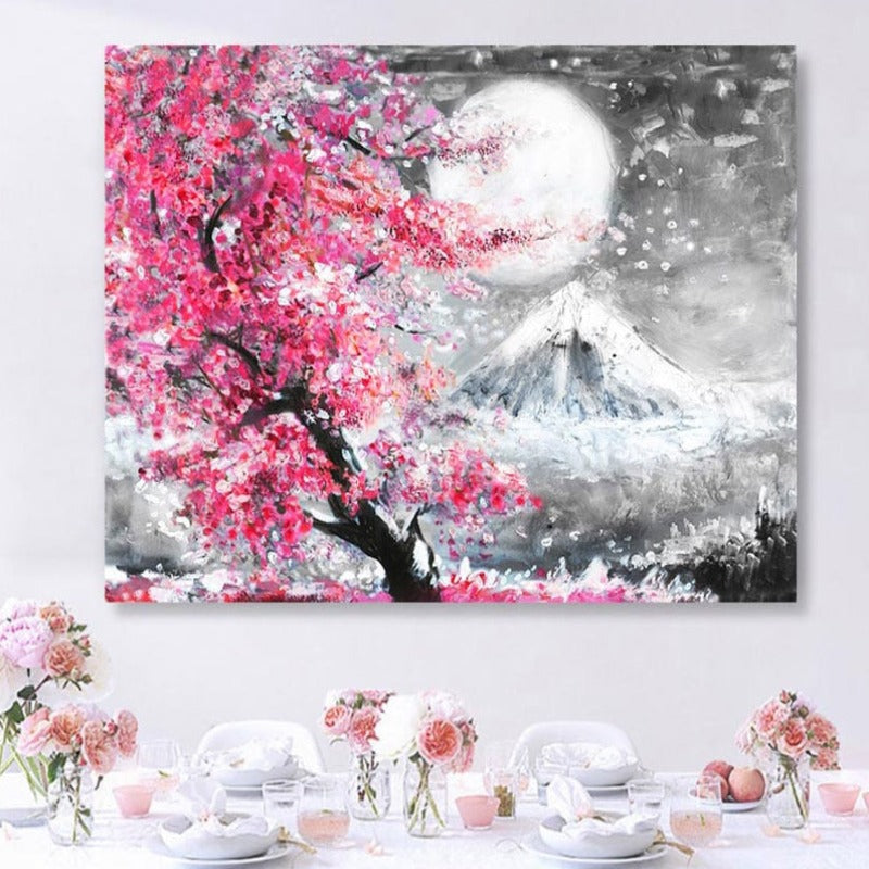 Mount Fuji Kirschblüte Landschaft Japan - Leinwand Wandkunst Gemälde