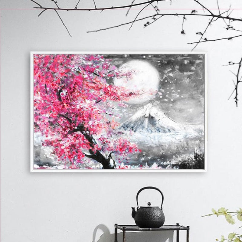 Mount Fuji Kirschblüte Landschaft Japan - Leinwand Wandkunst Gemälde