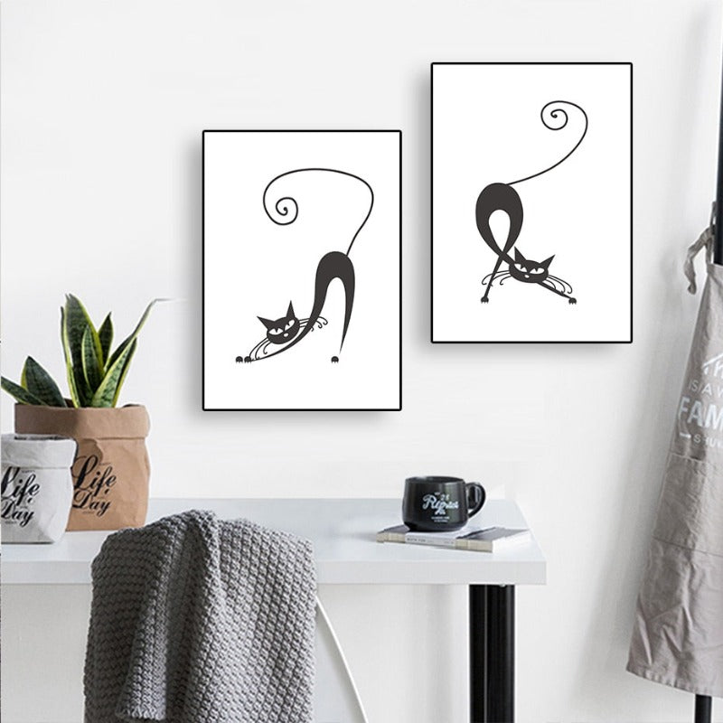 Tanzende Katzen - Leinwand Wandkunst Malerei
