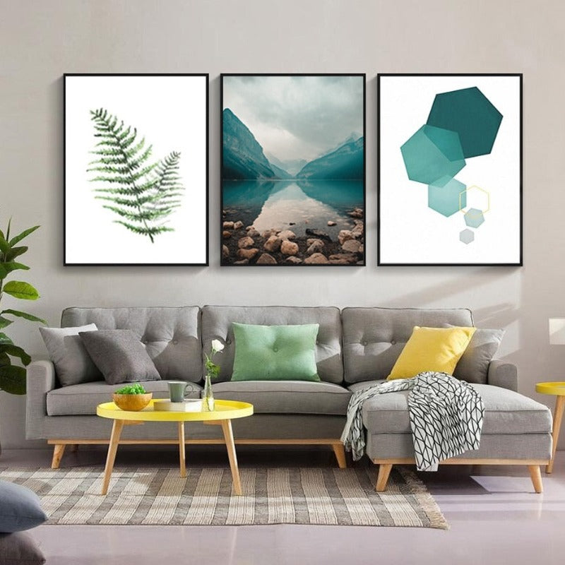 Abstrakte skandinavische Landschaftsgeometrie – Leinwandbild