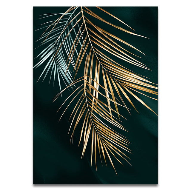 Goldenes Blatt Wandkunst Minimalistische Nordische Tropische Pflanzen Fein Kunst Leinwanddrucke Bilder Für Wohnzimmer Esszimmer Kunst Dekor