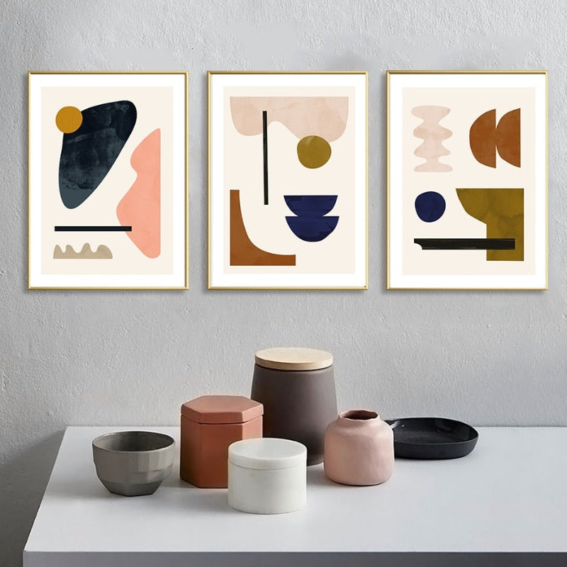 Geometrische abstrakte Skandinavien Galerie - Leinwand Wandkunst Gemälde