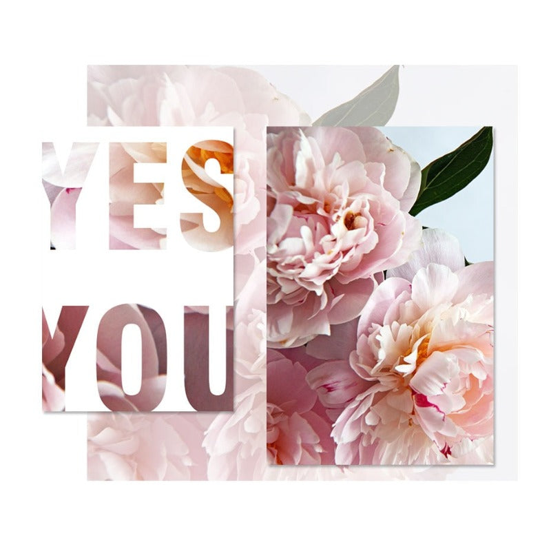 Pink Peony Floral Ja Du Kannst Zitate - Leinwand Wandkunst Gemälde