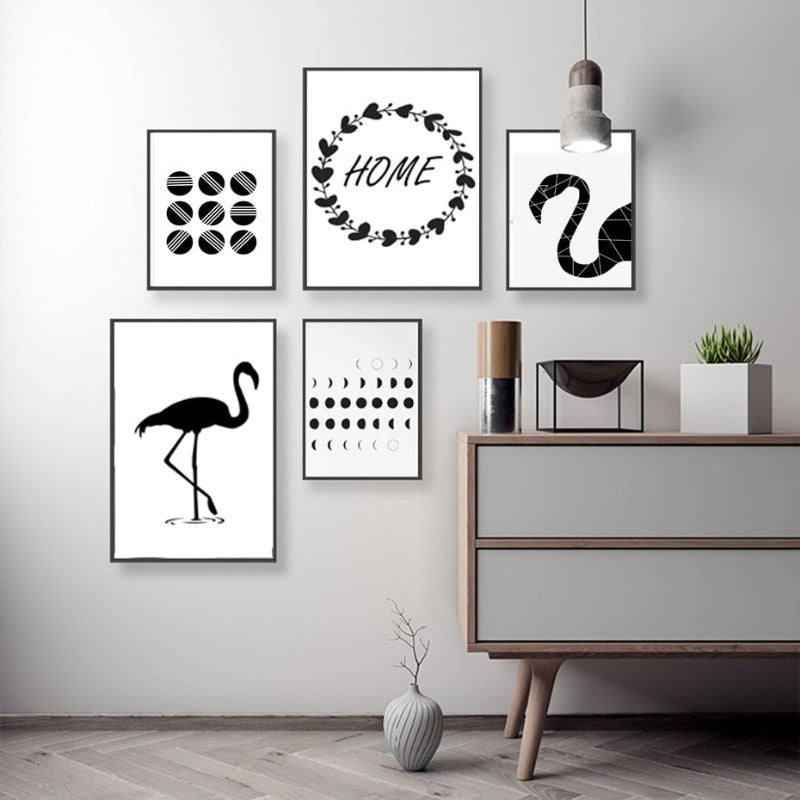 Schwarzer Flamingo - Leinwand Wandkunst Malerei