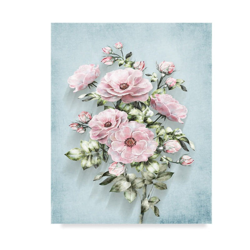 Modernes pastorales Motiv mit rosa Blumen – Leinwandbild