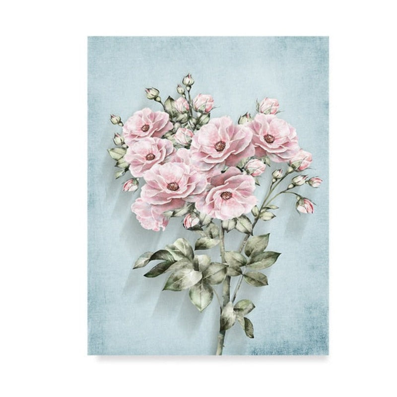 Modernes pastorales Motiv mit rosa Blumen – Leinwandbild