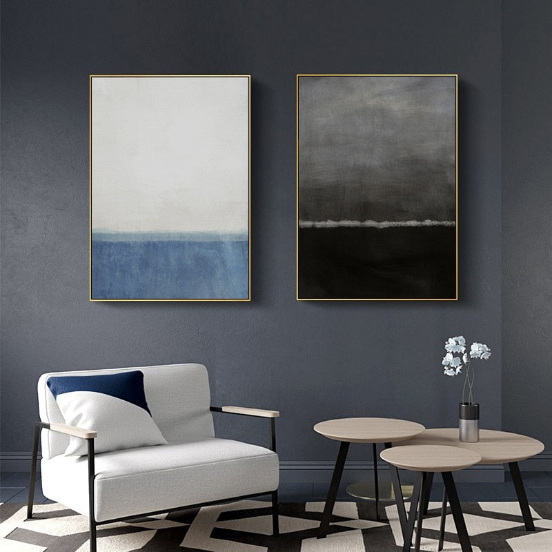 Bilder von Blau und Schwarz - Leinwand Wandkunst Gemälde