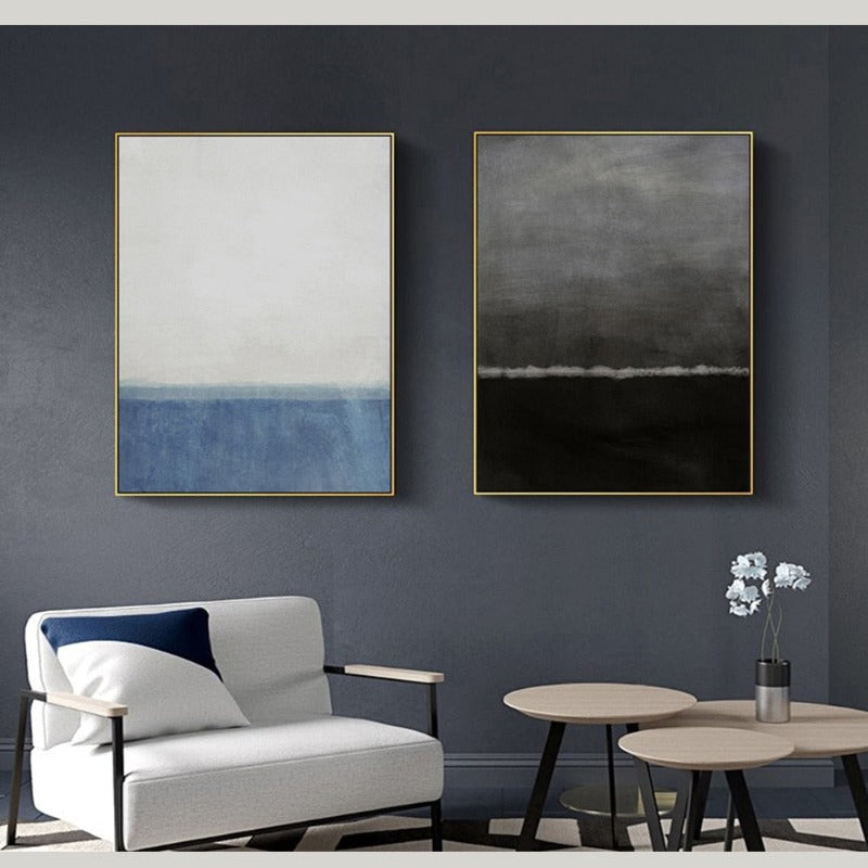 Bilder von Blau und Schwarz - Leinwand Wandkunst Gemälde