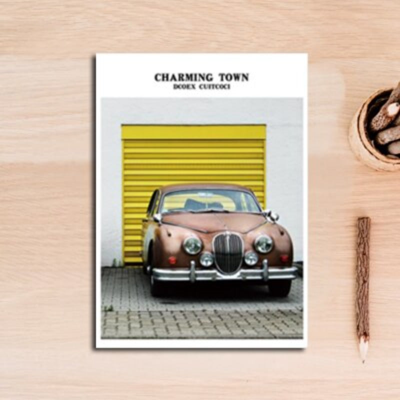 Vintage-Blaue Oldtimer-Reiseautos - Leinwandbild