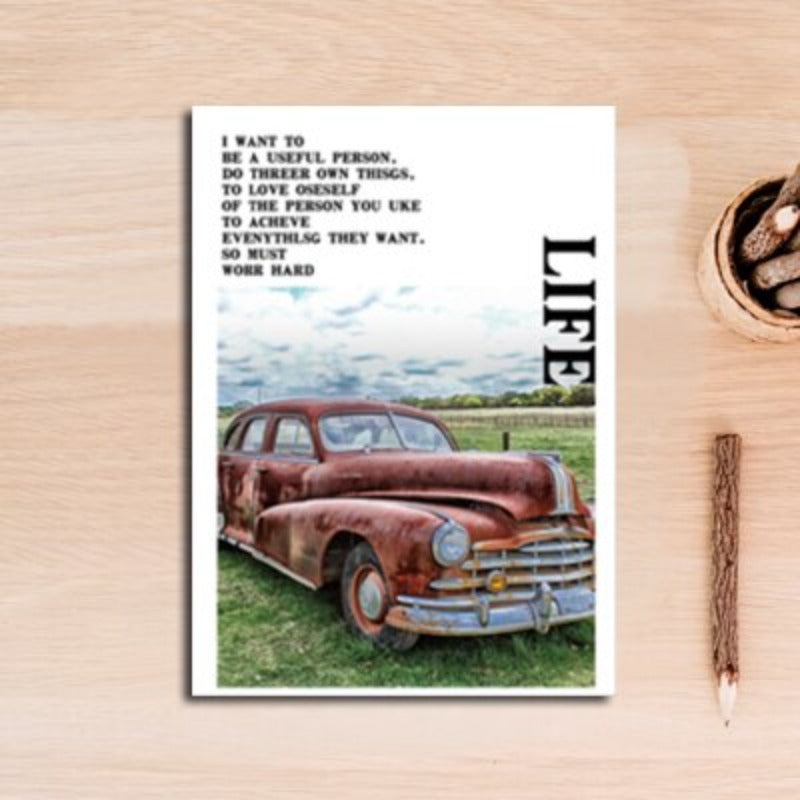 Vintage-Blaue Oldtimer-Reiseautos - Leinwandbild