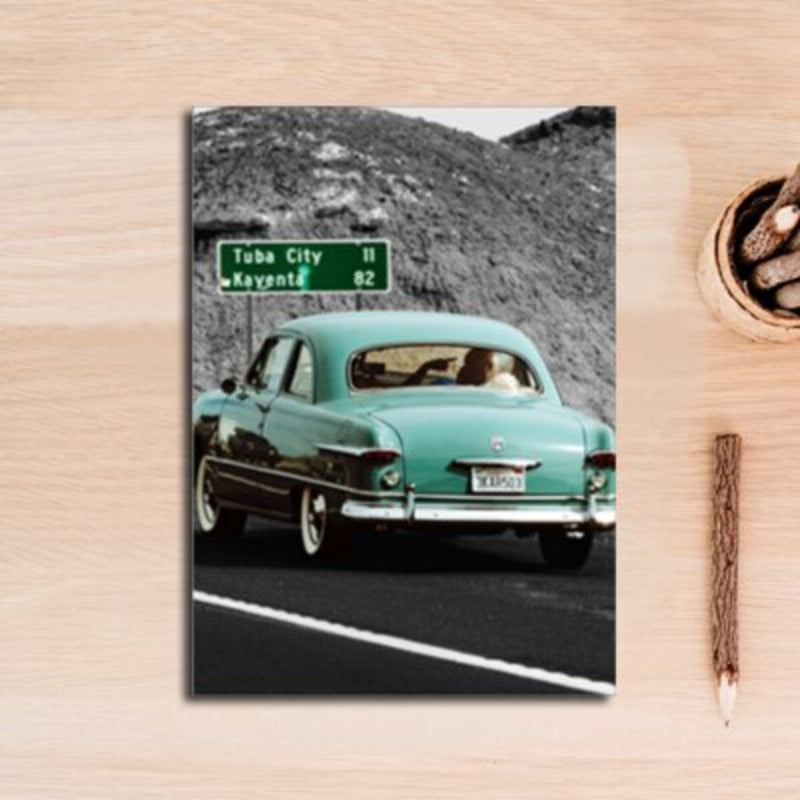 Vintage-Blaue Oldtimer-Reiseautos - Leinwandbild