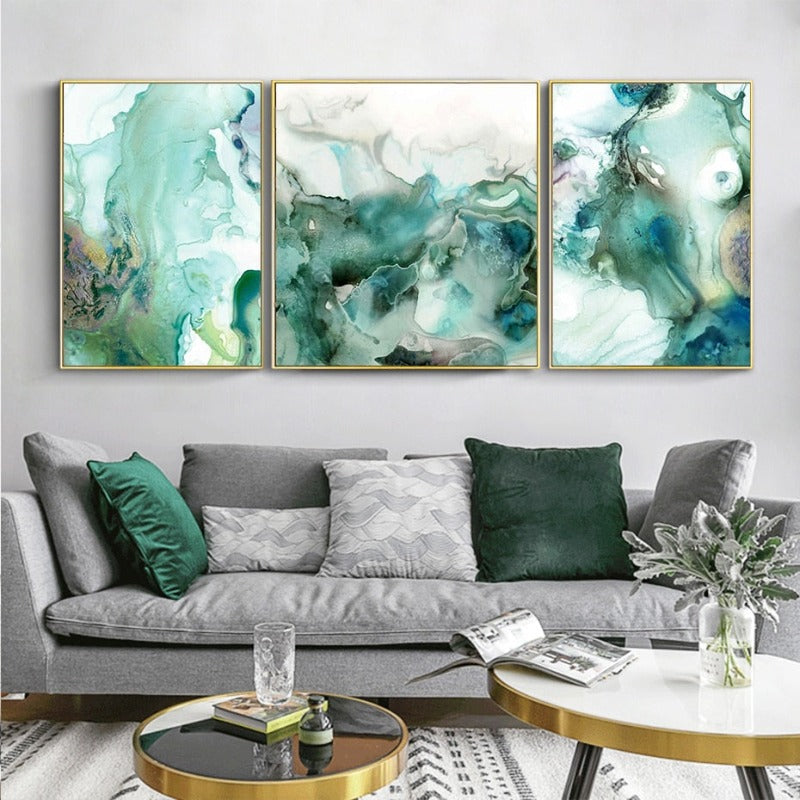 Mint Sea Marble - Leinwandbild