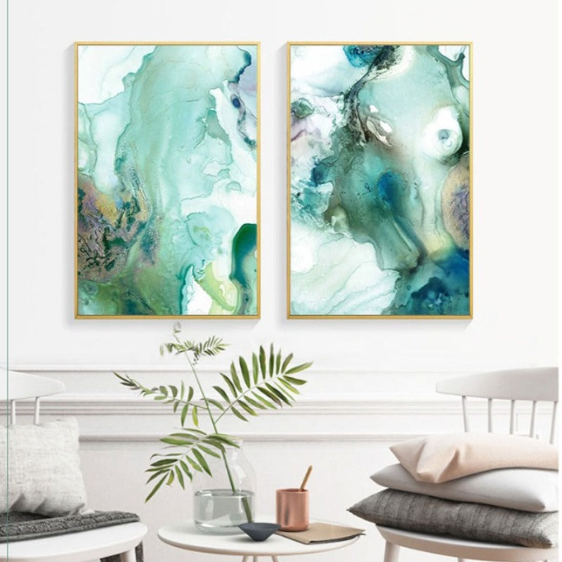 Mint Sea Marble - Leinwandbild