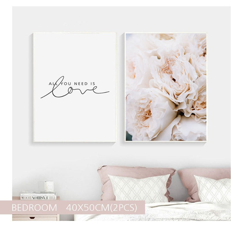 Blush Pink Pfingstrosen Wandkunst Bilder - Leinwand Wandkunst Gemälde