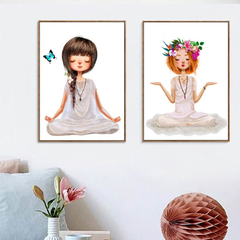 Wunderschönes Yoga-Mädchen-Poster - Leinwand Wandkunst Malerei