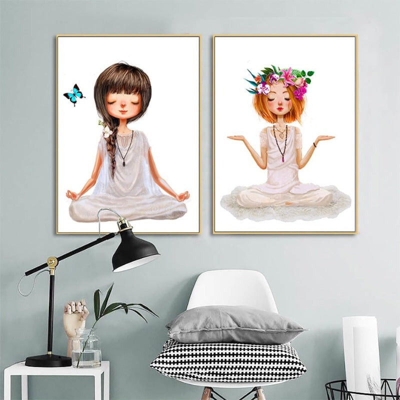 Wunderschönes Yoga-Mädchen-Poster - Leinwand Wandkunst Malerei