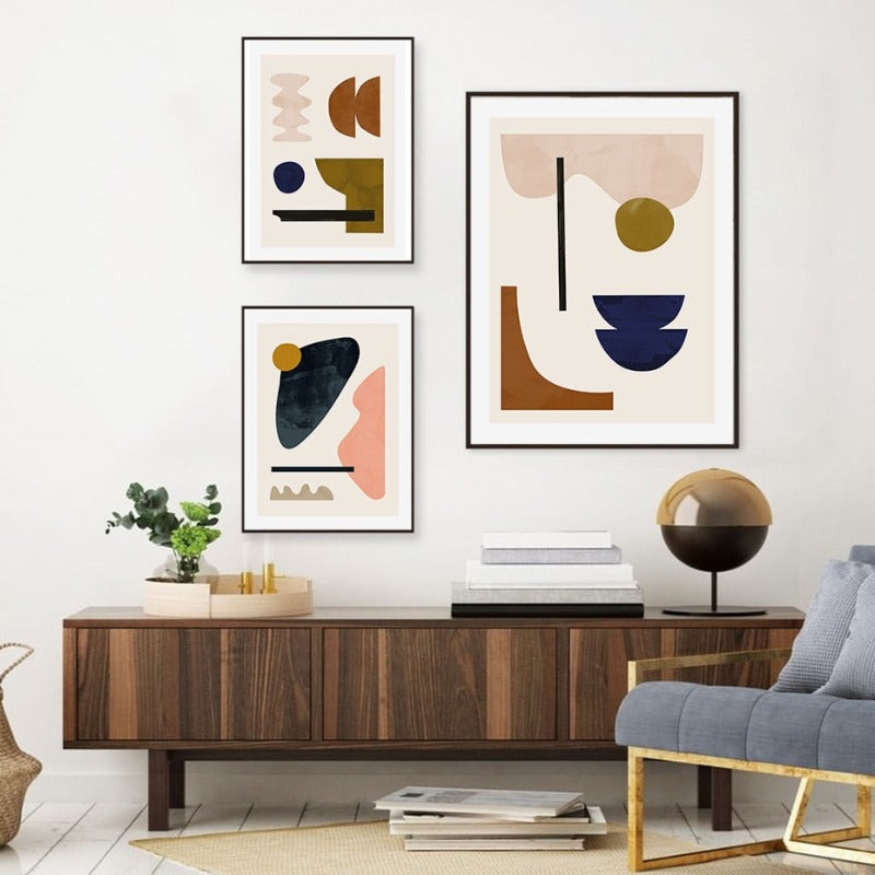Geometrische abstrakte Skandinavien Galerie - Leinwand Wandkunst Gemälde