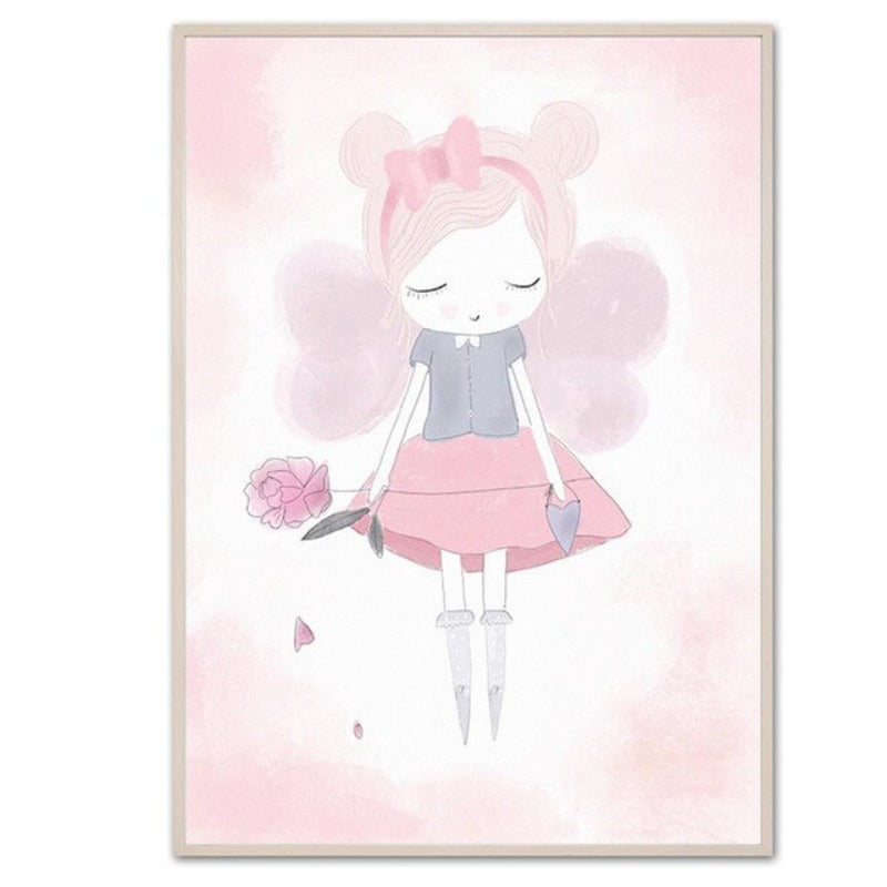 Süßes rosa Einhorn-Mädchen - Leinwandbild