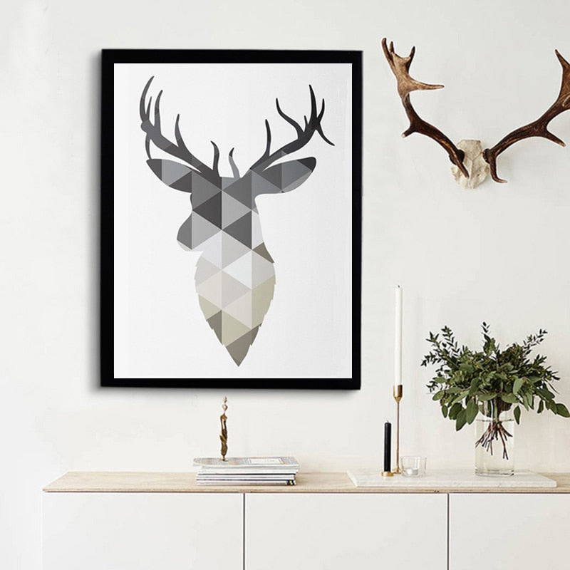 Geometrischer Reh Glaubenszitat - Leinwand Wandkunst Malerei