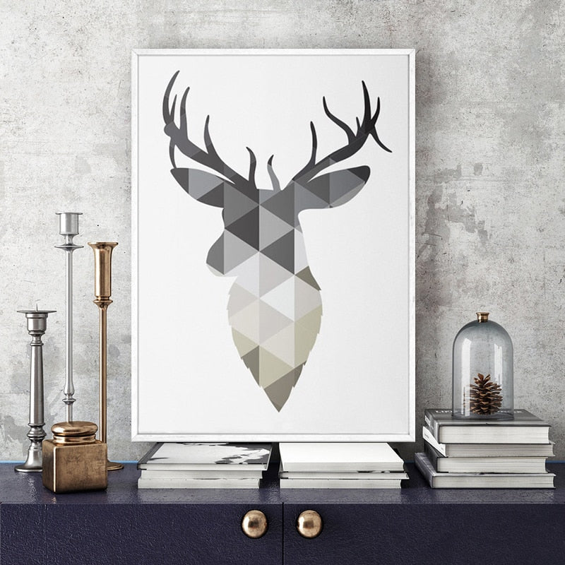 Geometrischer Reh Glaubenszitat - Leinwand Wandkunst Malerei