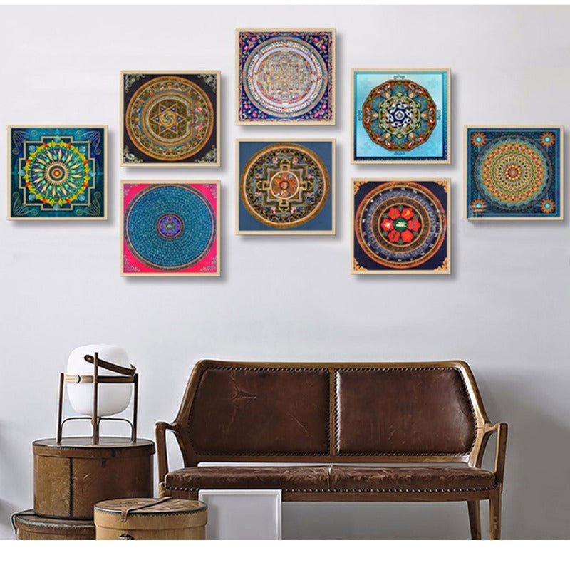 Mandala Ornament Thangka Yoga - Leinwand Wandkunst Malerei