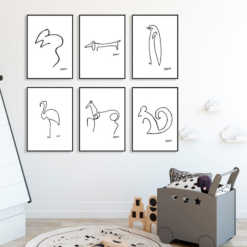 Tierskizzen - Leinwand Wandkunst Gemälde