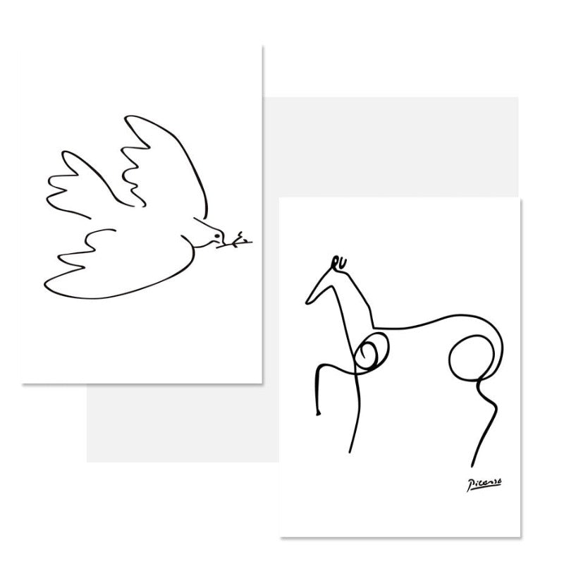 Tierskizzen - Leinwand Wandkunst Gemälde