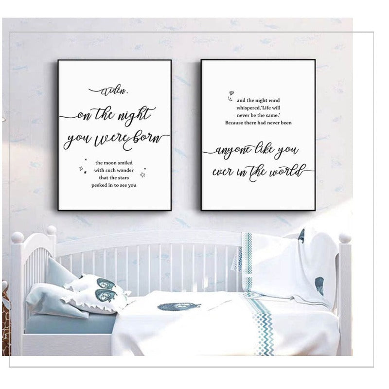 Baby und Elternname personalisiert - Leinwand Wandkunst Malerei