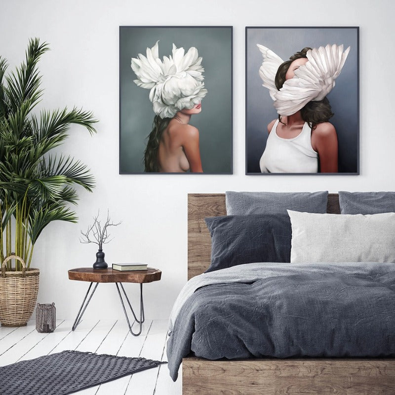 Floral Girl Wandkunst Bilder Schönheit - Leinwand Wandkunst Malerei