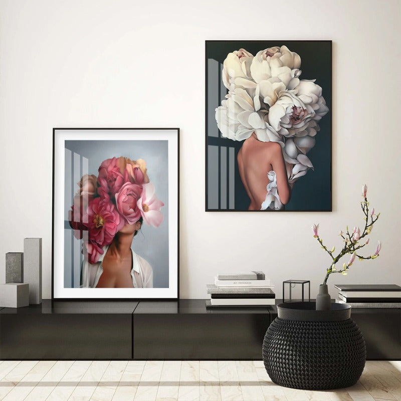 Floral Girl Wandkunst Bilder Schönheit - Leinwand Wandkunst Malerei