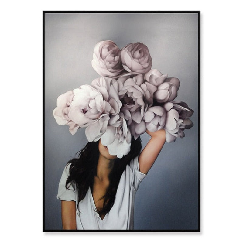 Floral Girl Wandkunst Bilder Schönheit - Leinwand Wandkunst Malerei