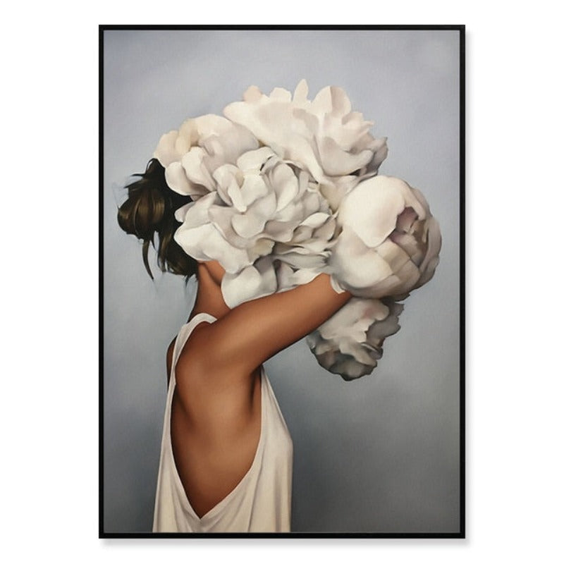 Floral Girl Wandkunst Bilder Schönheit - Leinwand Wandkunst Malerei