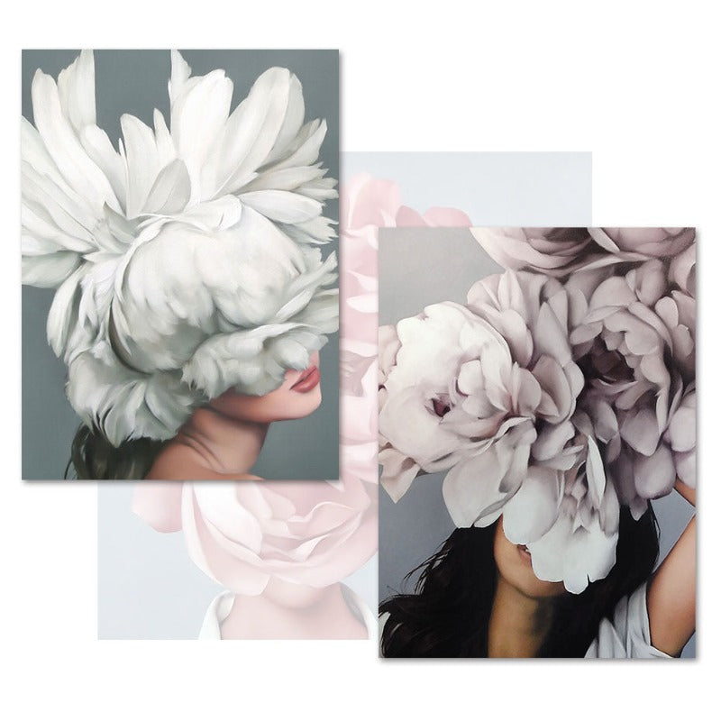 Floral Girl Wandkunst Bilder Schönheit - Leinwand Wandkunst Malerei
