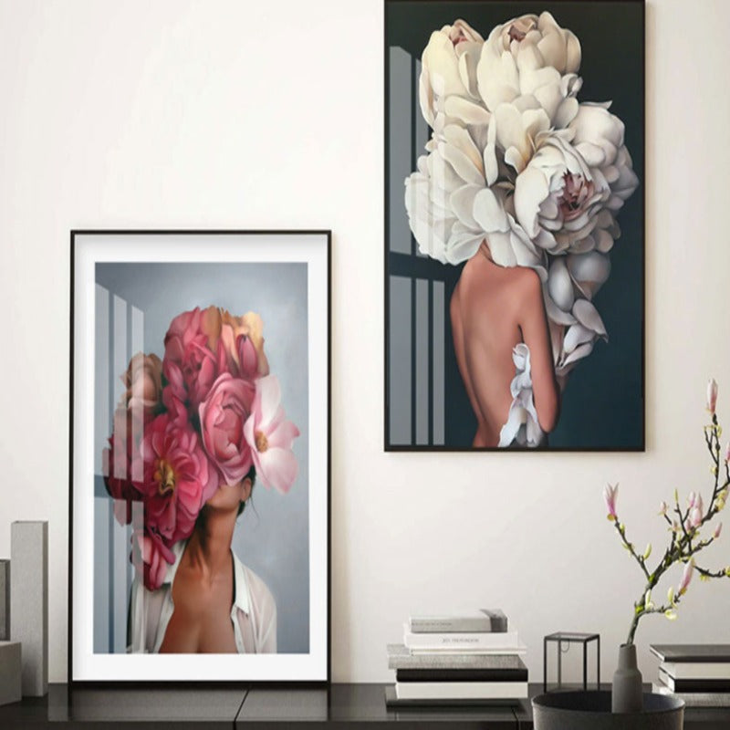Floral Girl Wandkunst Bilder Schönheit - Leinwand Wandkunst Malerei