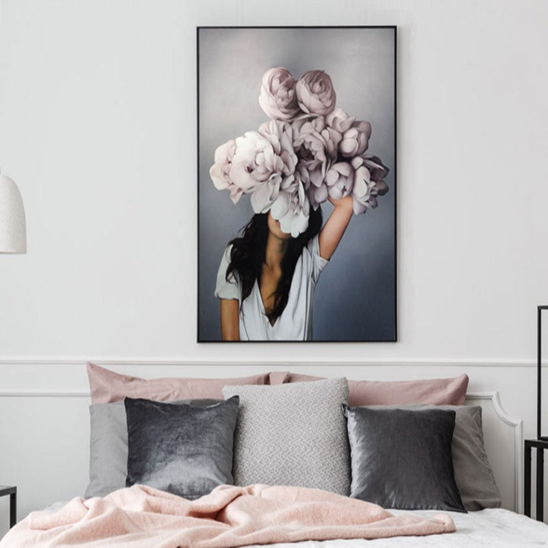 Floral Girl Wandkunst Bilder Schönheit - Leinwand Wandkunst Malerei