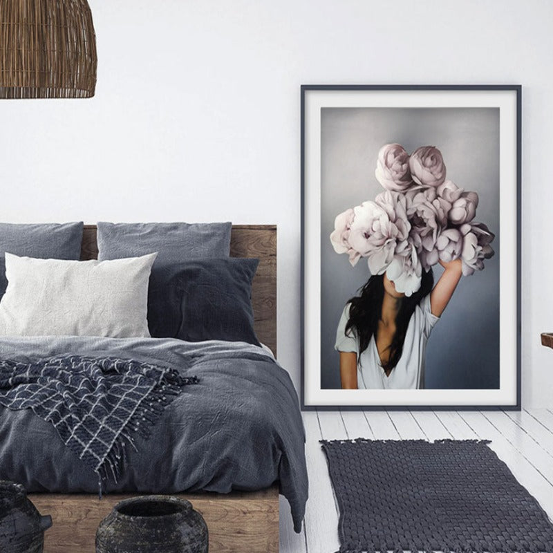 Floral Girl Wandkunst Bilder Schönheit - Leinwand Wandkunst Malerei
