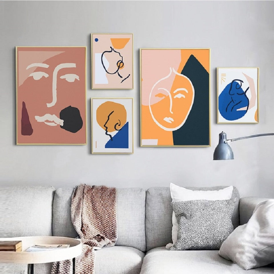 Skandinavische abstrakte Figurenlinien-Poster - Leinwandbild