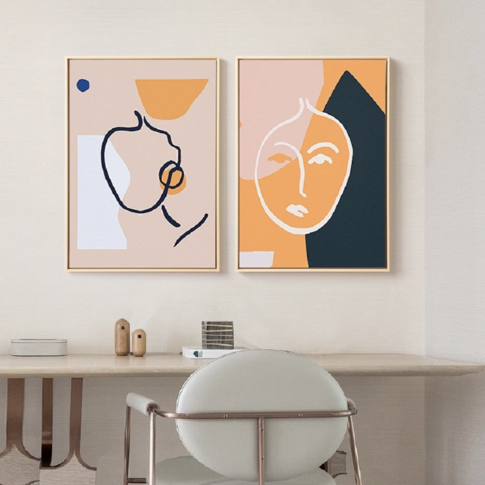 Skandinavische abstrakte Figurenlinien-Poster - Leinwandbild