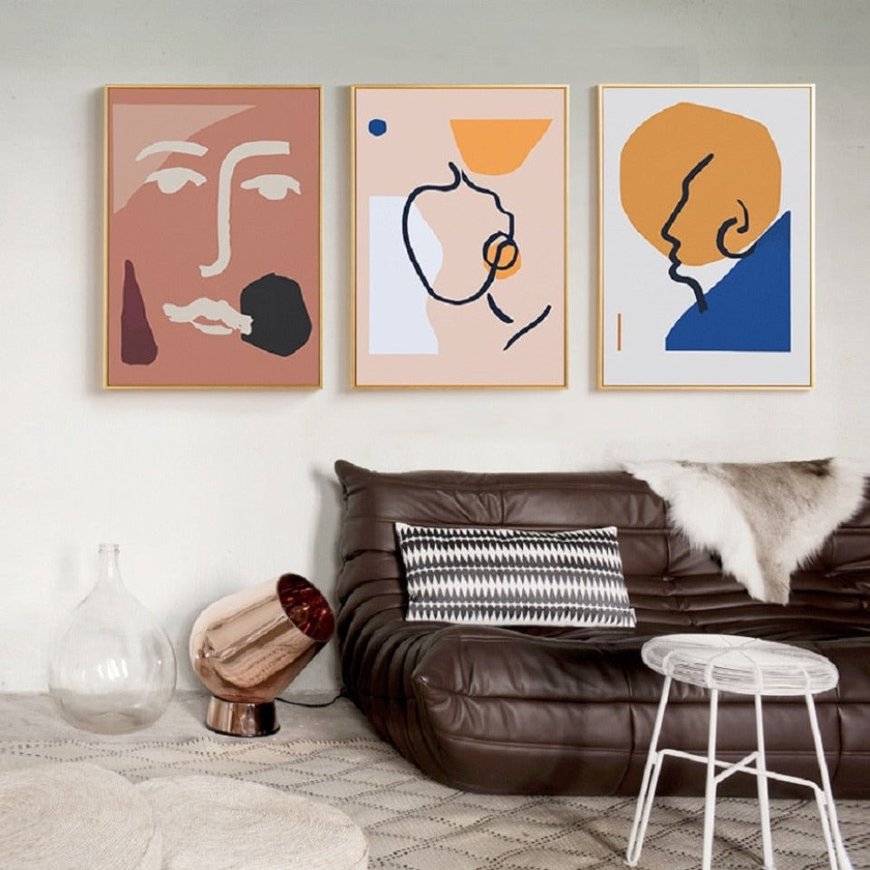 Skandinavische abstrakte Figurenlinien-Poster - Leinwandbild