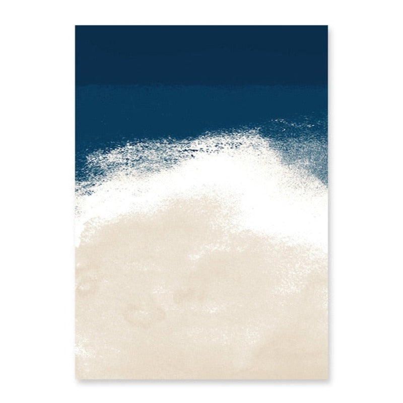 Abstraktes Aquarellgemälde in Marineblau und Beige – Leinwandbild