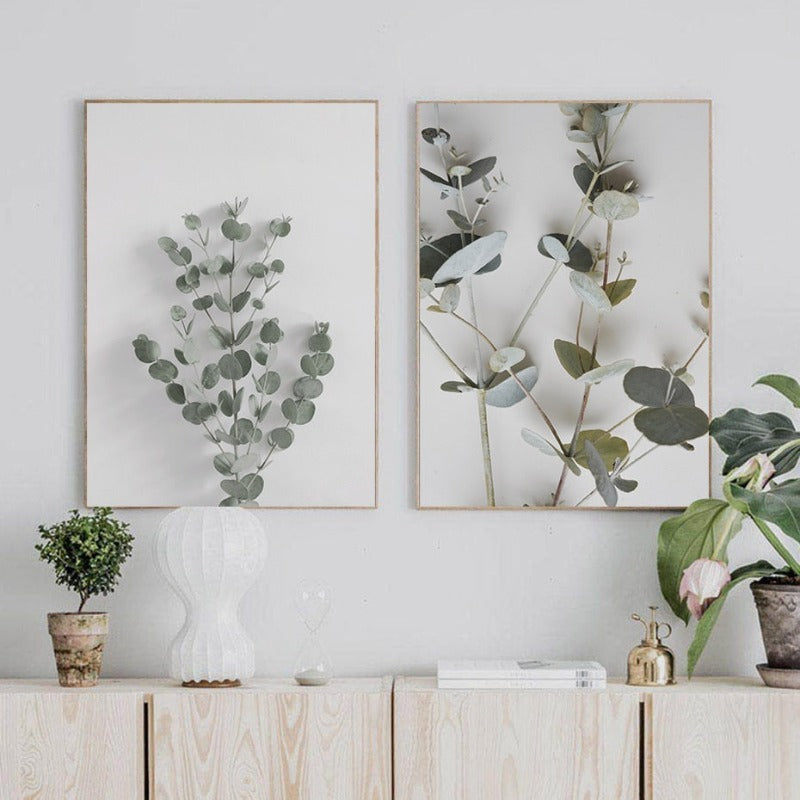 Botanische Eukalyptusblätter - Leinwand Wandkunst Malerei
