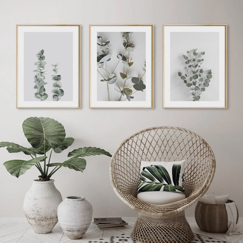 Botanische Eukalyptusblätter - Leinwand Wandkunst Malerei