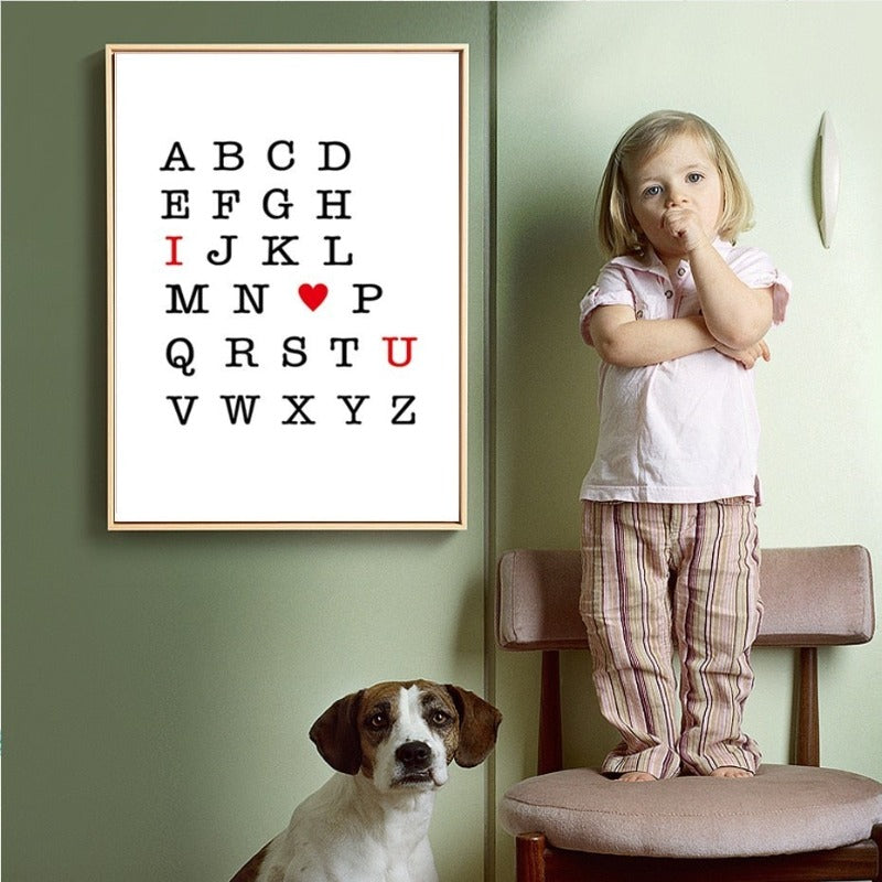 Ich liebe dich ABC Alphabet Kinderzimmer Dekor Wandkunst DIY - Leinwand Wandkunst Malerei
