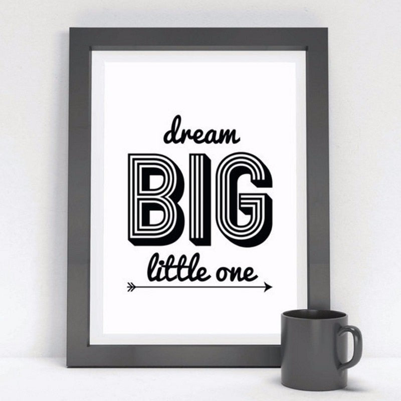 Minimalistische Schwarz-Weiß Inspirierende Buchstaben - Leinwand Wandkunst Gemälde