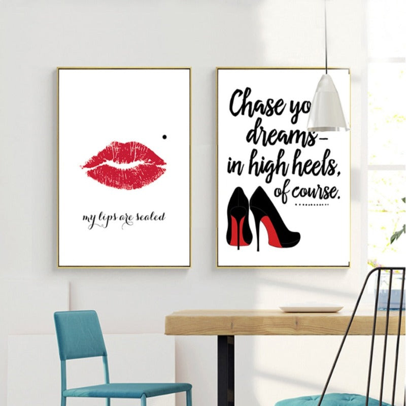 Dream In Heels - Leinwand Wandbild Malerei