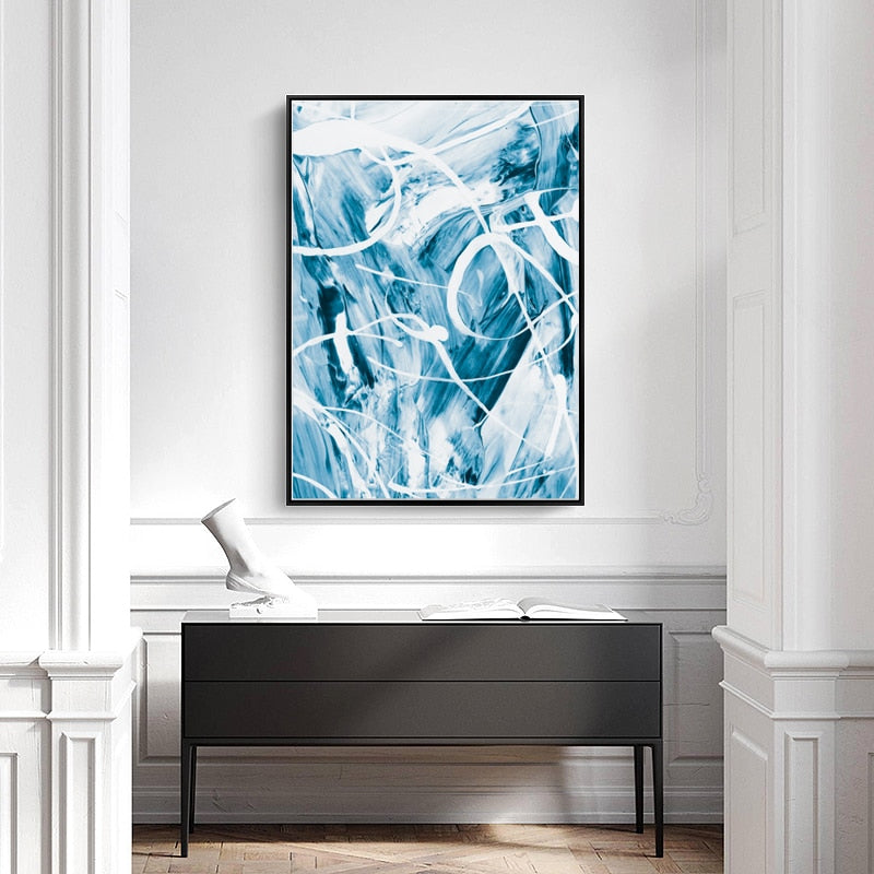 Blaue abstrakte Leinwandgemälde Wand - Leinwand Wandkunstgemälde